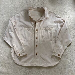 Vuori Women’s Light Beige Button-Front Utility Shirt Jacket - size M/L